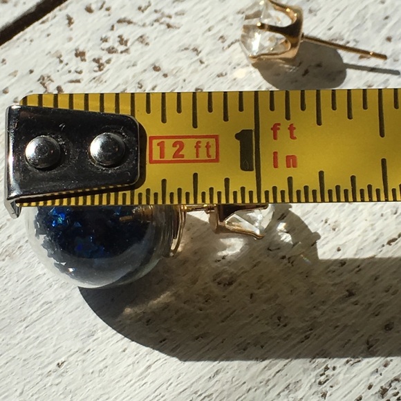 Royal Blue Double Stud Earrings - Picture 8 of 8